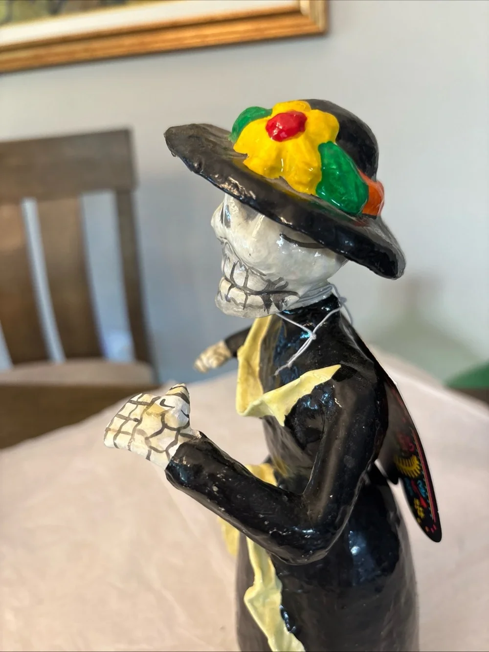 Mexican Skeleton Catrina Figure Day of the Dead Paper Mache 12”